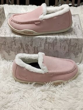 KURU Loft Women's Leather Slipper Pink/White Plantar Fascitis SZ 6.5M